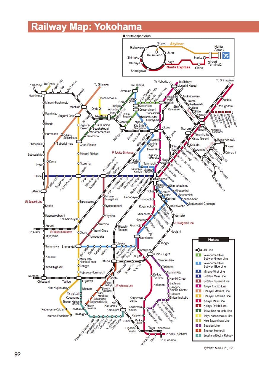 Tokyo Yokohama tren mapa